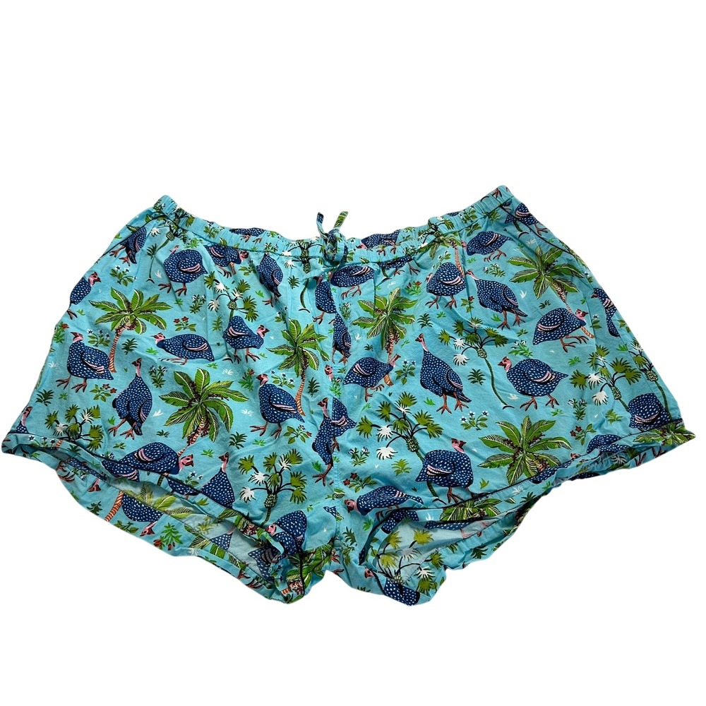 Printfresh Guinea Fowl Pajama Shorts Womens 6X Blue Excellent Organic Cotton